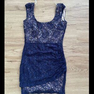 Mystic blue lace bodycon mini dress